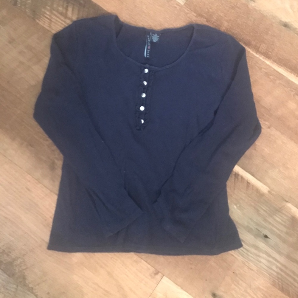 Ruffle front Dark blue cotton